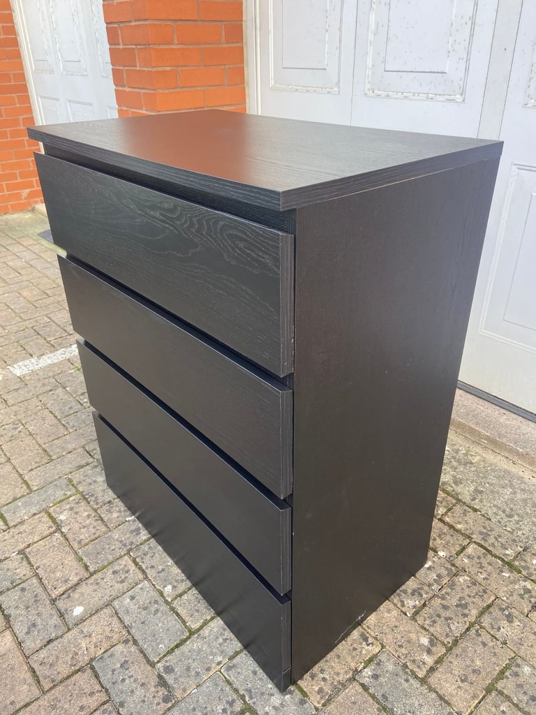 IKEA MALM chest of 4 drawers in black. Delivery is available.