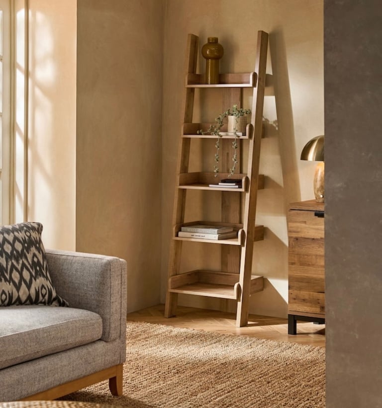 ‘Next’ Dark Bronx Oak Effect Narrow Ladder Shelf