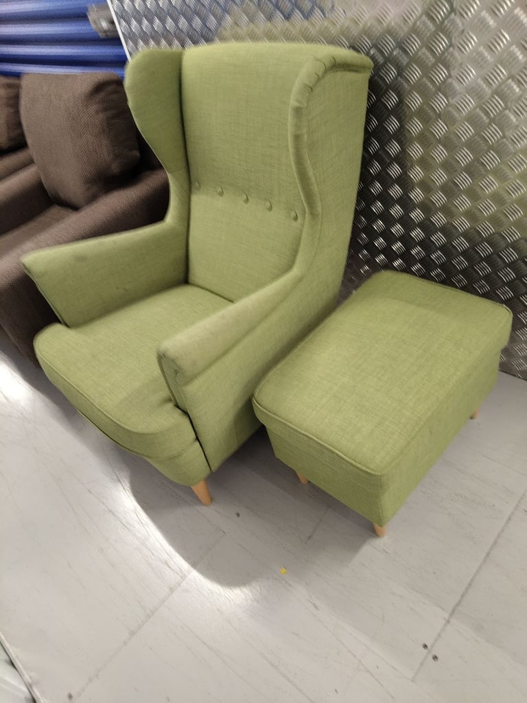 image for Ikea lime green armchair and footstool 