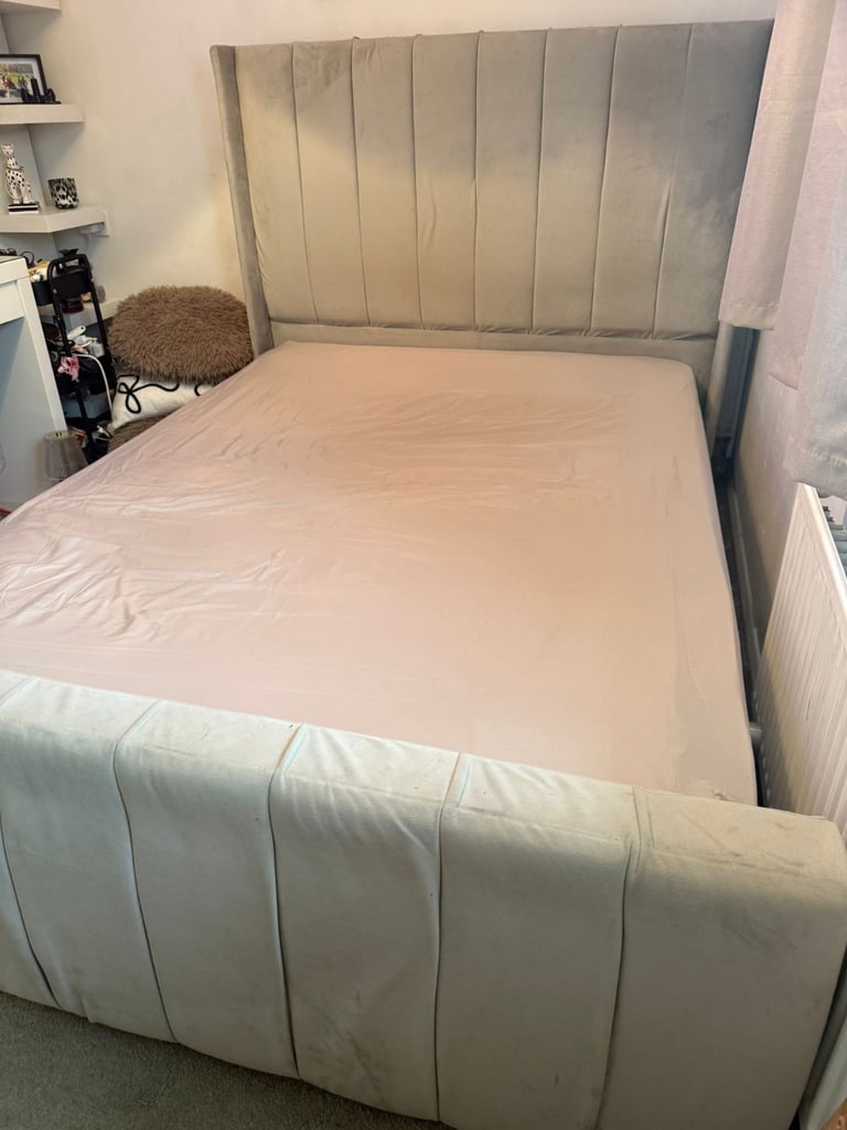 image for Grey double bed frame 