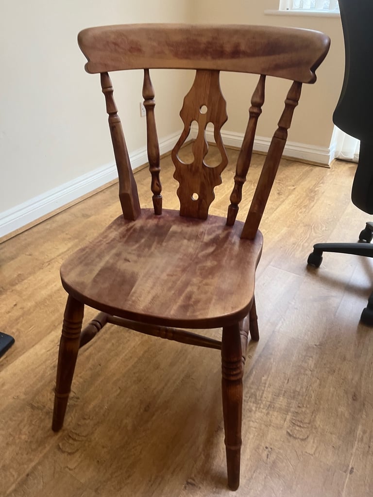 Large extendable solid wood dining table and 8 chairs