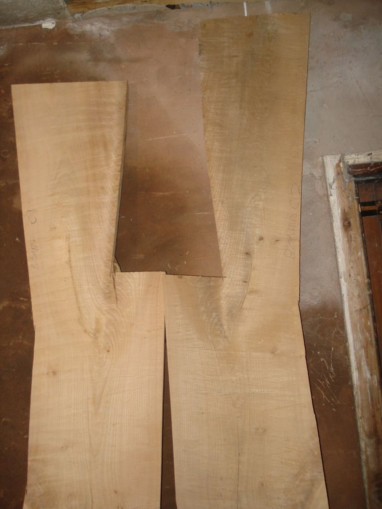 PAIR BOOK MATCHED LARGE AND THICK ELM BOARDS SLABS 94" &100" LONG BOARDS C