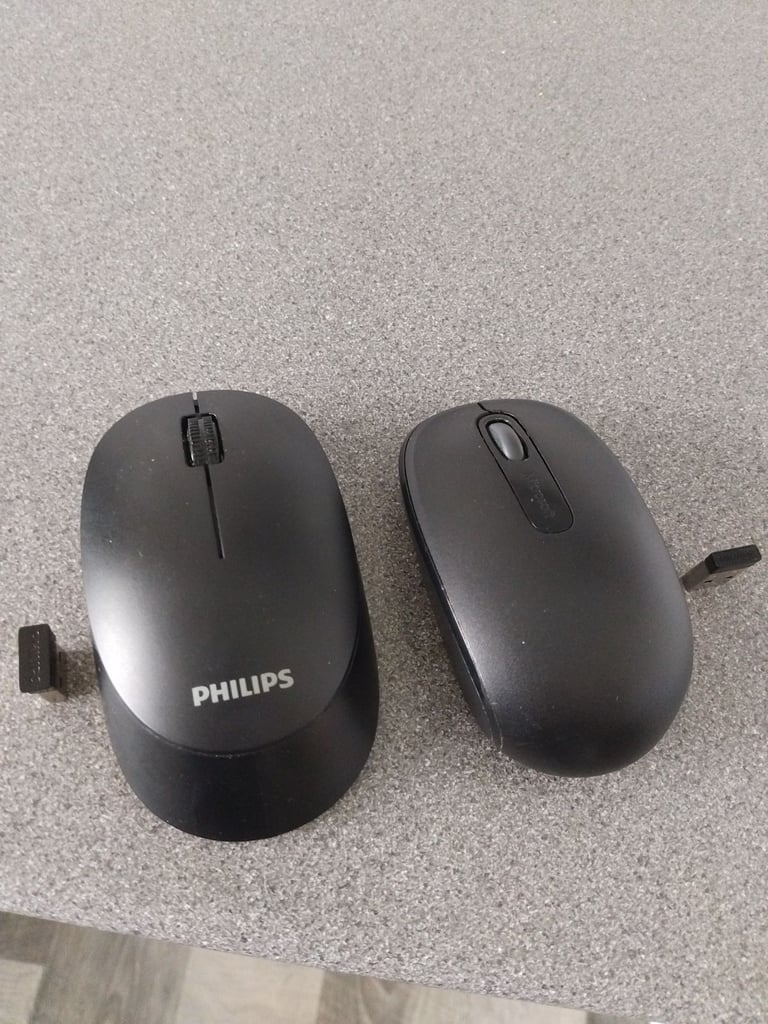 image for 2 cordless mice, Phillips and Microsoft, with dongles
