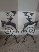  Beautiful reindeer wrought iron candle holders 