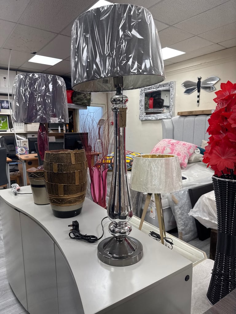 Tall lamp with chrome finish 