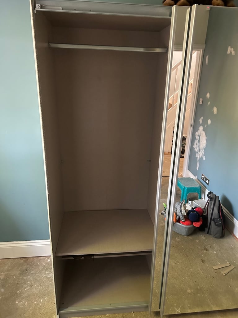 Mirrored double free standing wardrobe