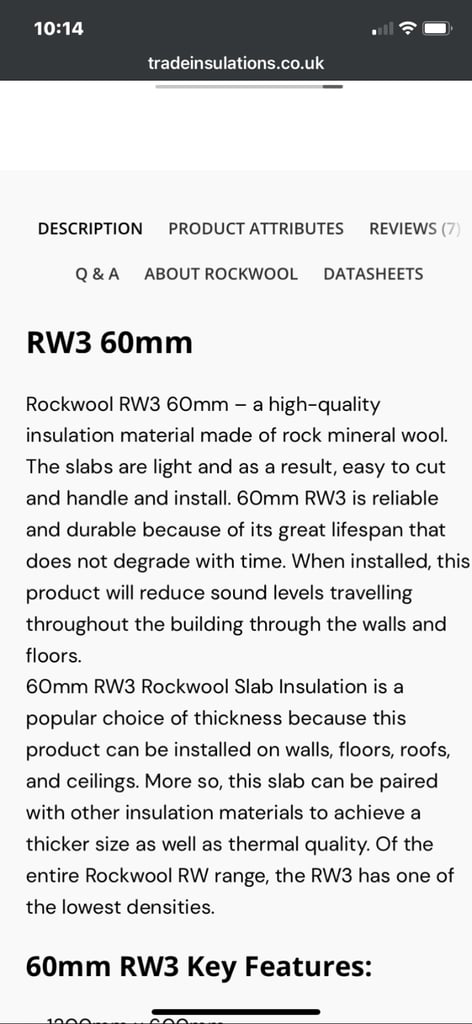 Rockwool RW3 Acoustic Insulation