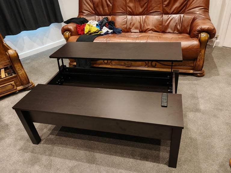 Coffee Table , unique with lift up side- Black - Good Condition