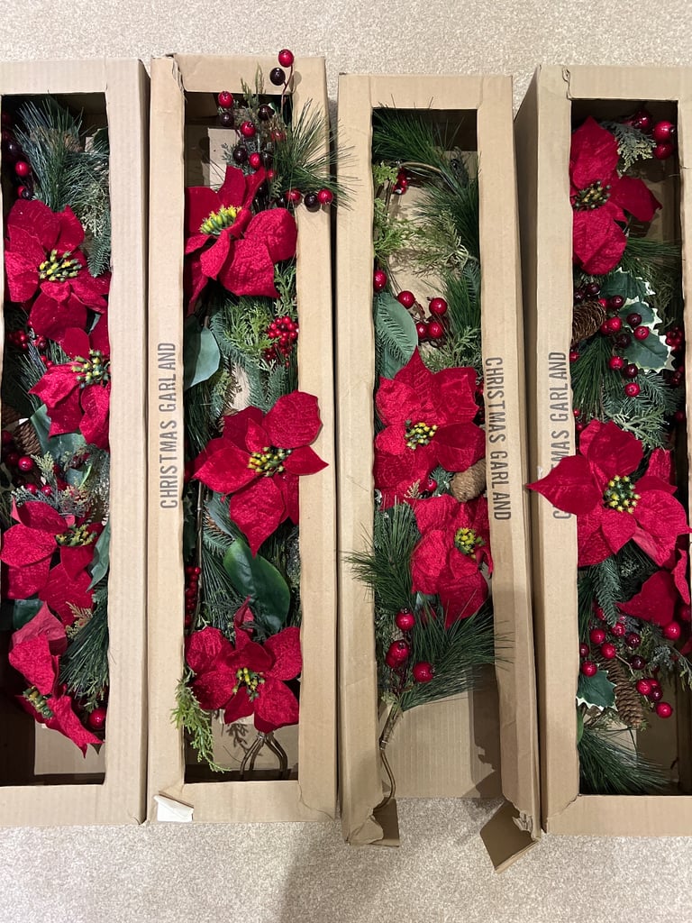 4 x poinsettia Christmas Garland - still in boxes 