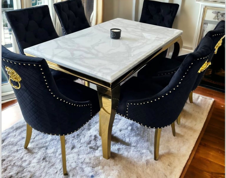 Premium gold dining table and 6 chairs 