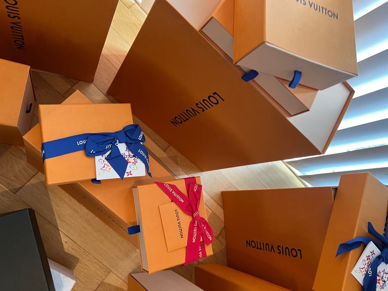 Huge bundle of Authentic Louis Vuitton designer packaging