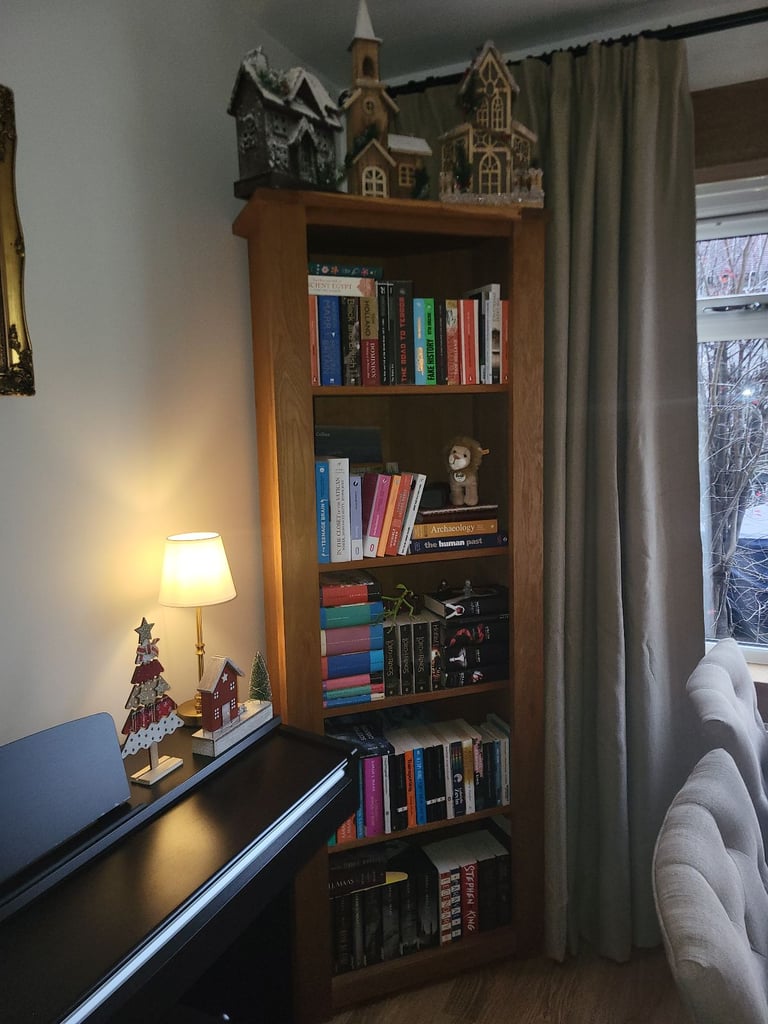 Solid Oak Corner Bookcase