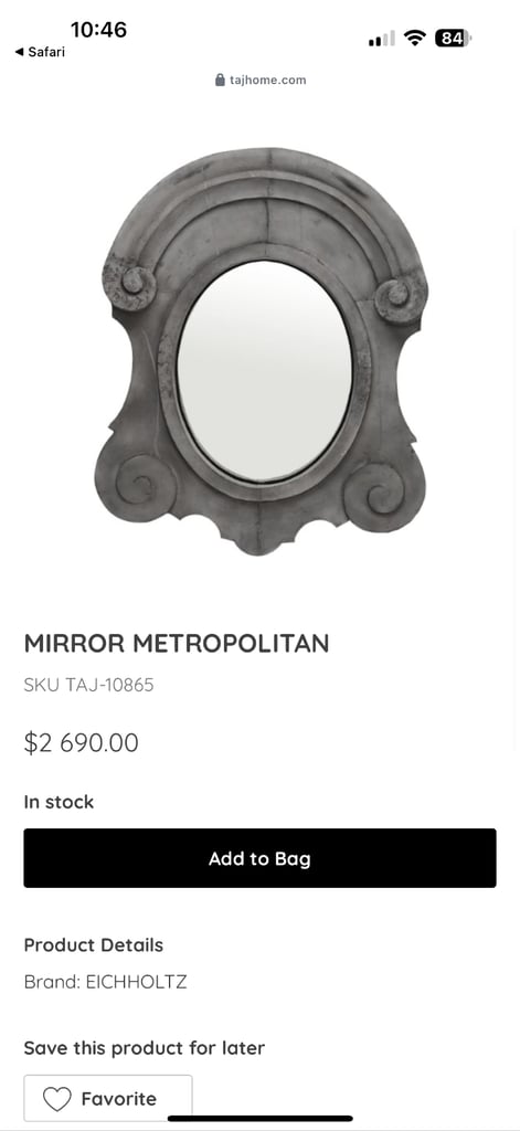 image for Designer Eicholtz Zinc French antique style mirror huge £2000