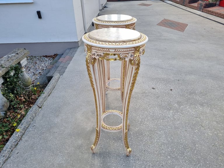 2  Large Ornate Egyptian Stands (Granite Top)