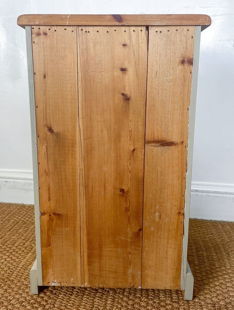 Chunky single solid pine bedside table chest of drawers painted creamy stone