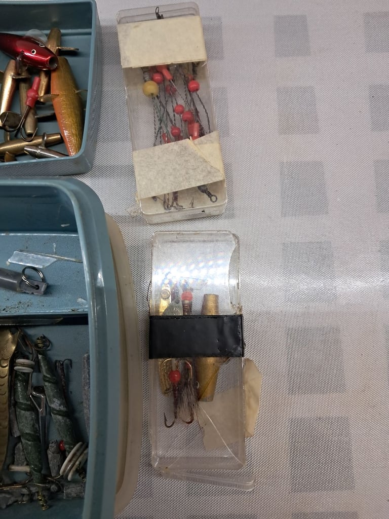 Trout and Salmon fishing reels fly 2 boxes and box of lures