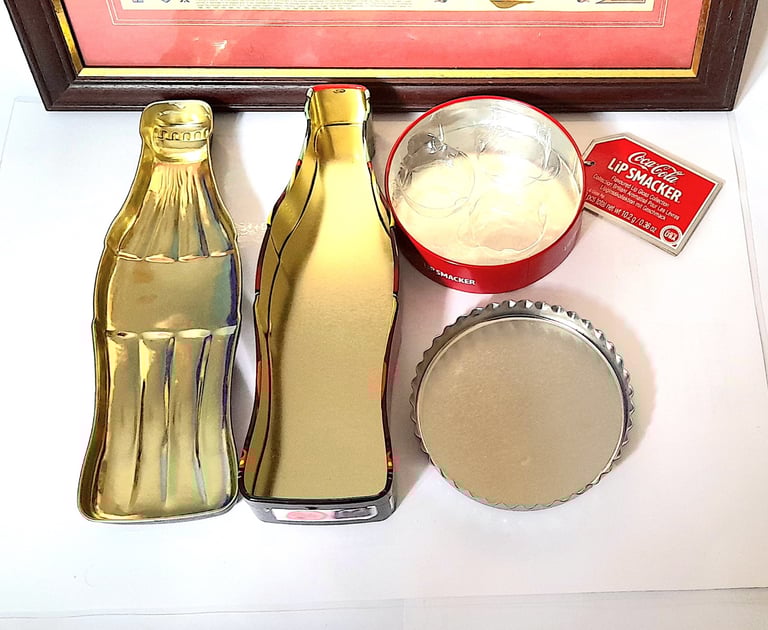 SET of THREE COCA COLA TINS - BOTTLE, ROUND and VINTAGE - GOOD