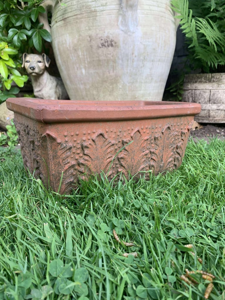 Italian terracotta, decorative plant pot oblong 