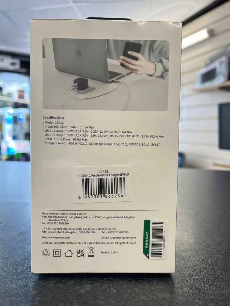 Original UGREEN 65Watt Dual USB C PD Fast Charger