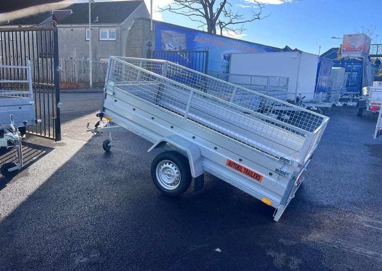 BRAND NEW 8,7FT X 4,2FT SINGLE AXLE TRAILER WITH 40CM MESH 750KG UN BRAKED