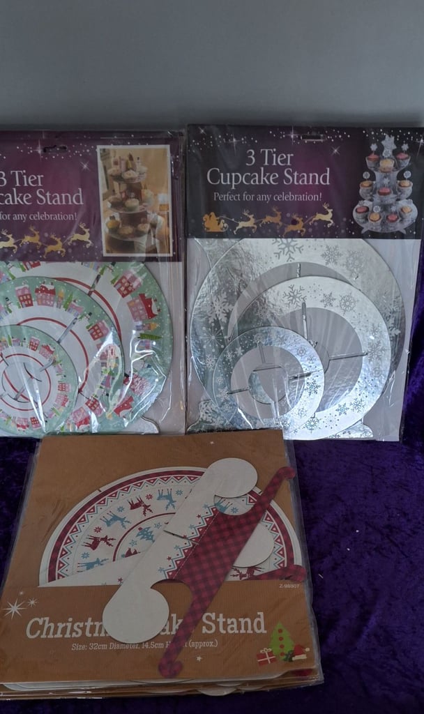 image for Christmas themed cupcake double cake stand