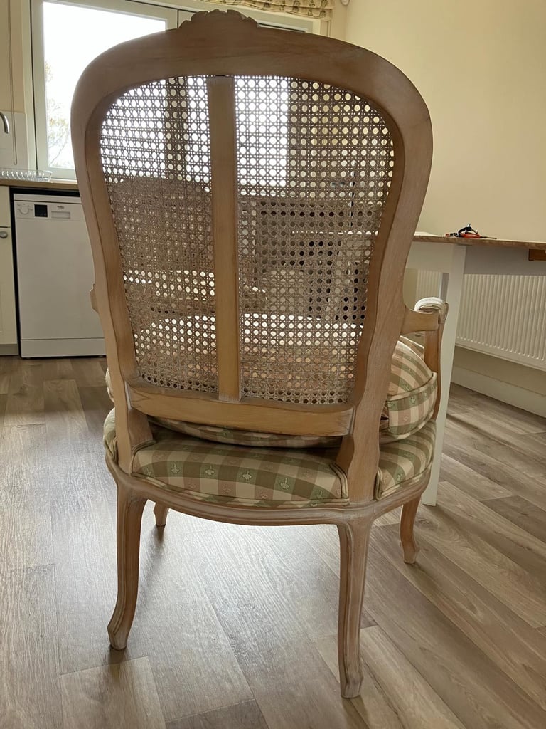 Pair of vintage French-style salon cane armchairs 