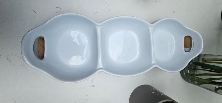Tabletops Gallery 2pc Stoneware Condiment Trays White