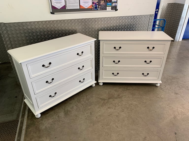 Oka Freestanding White Chest Of Drawers ( Pair )