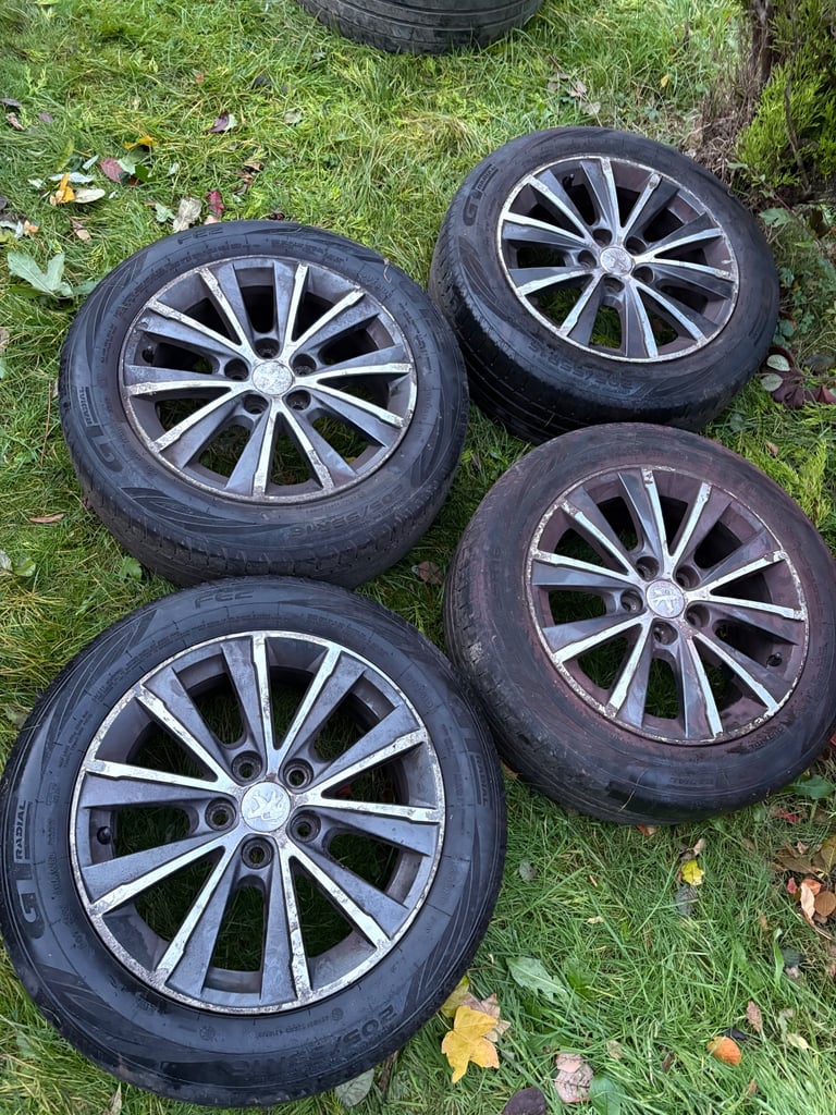 PEUGEOT ALLOY WHEELS & TYRES SET OF 4 (205/55R16) 16'' Diamond Cut 5x108