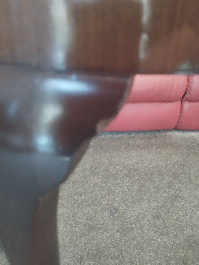 Vintage Demi Lune Half Moon Table in Dark Solid Wood 