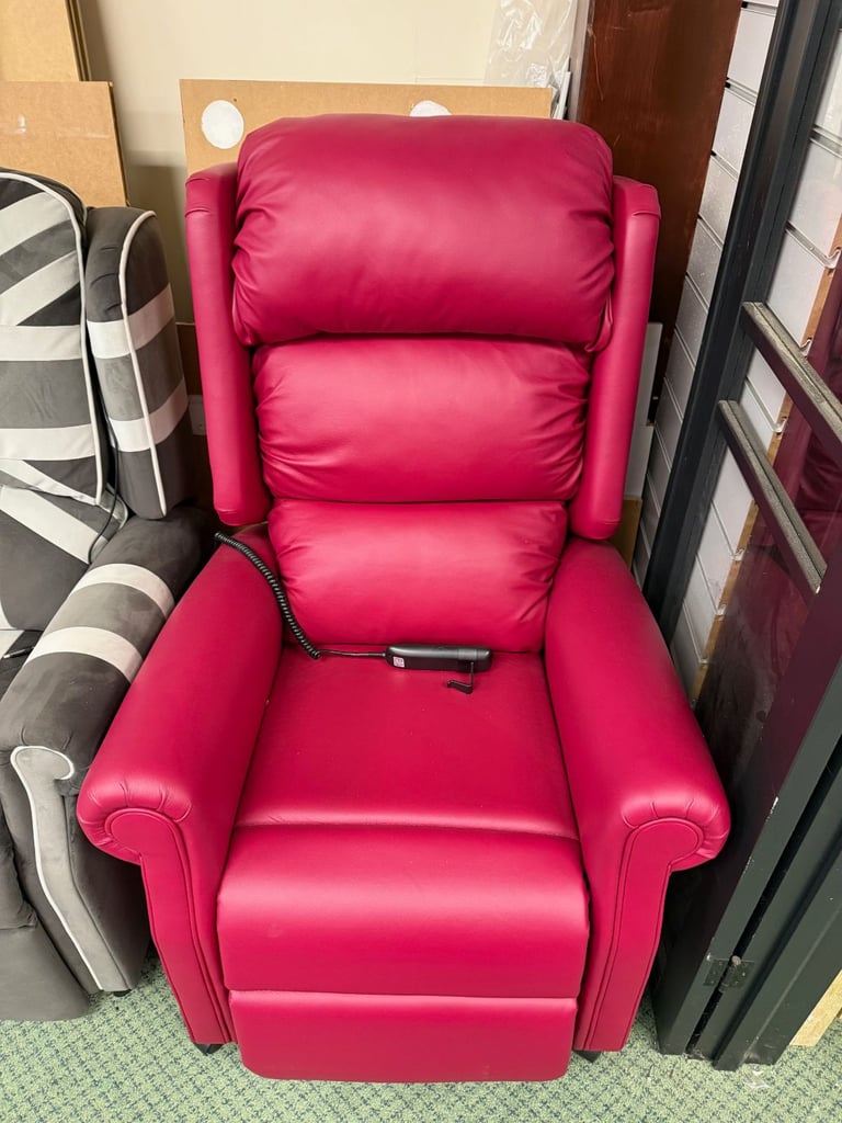 image for Kin Red leather Rise and recline (dual motor) with warranty and free local delivery