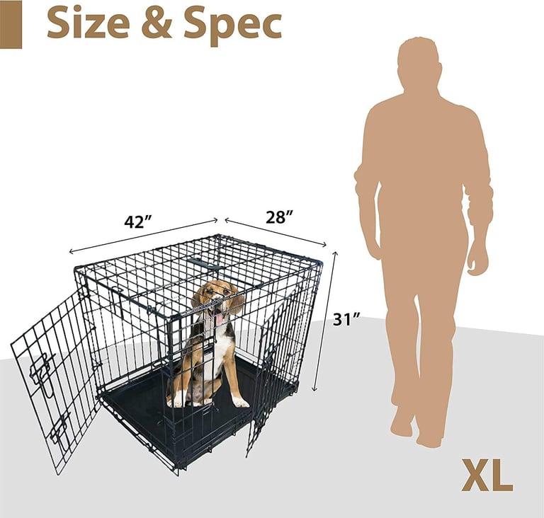 XL Dog Crate Cage 2 Door Crate Dog Cage with Removable Metal Tray & Sherpa Cushion