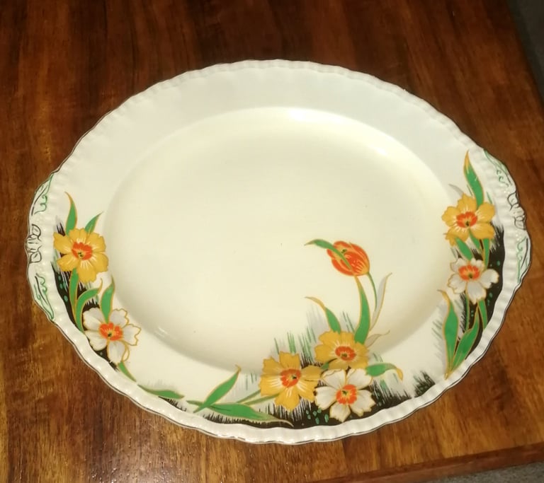 image for Vintage Grindley Dolores Bone China Large Platter 37 x 30 cm