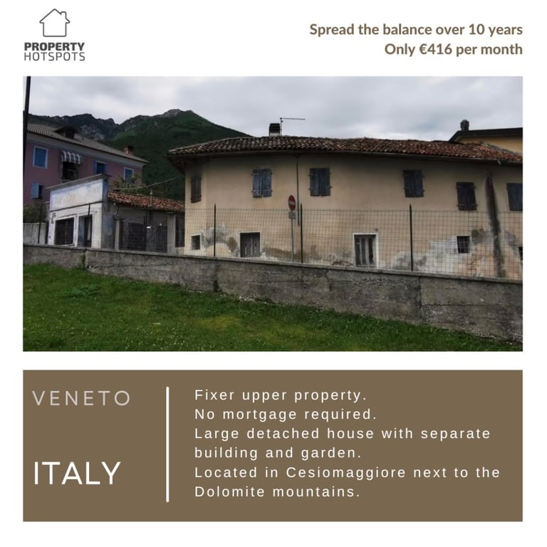 Fixer upper property in Italy spread the balance over 10 years in