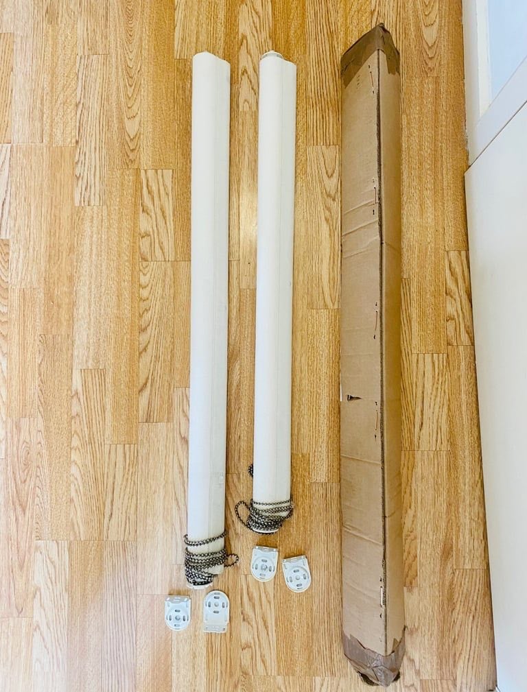 1 x large off white canvas roller blinds window curtains (220cm drop x 90 width)