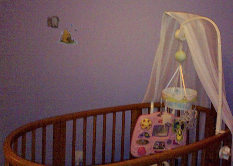 Second hand Stokke Sleepi with canopy in Cherry (Crib to Cot to Cot Bed)