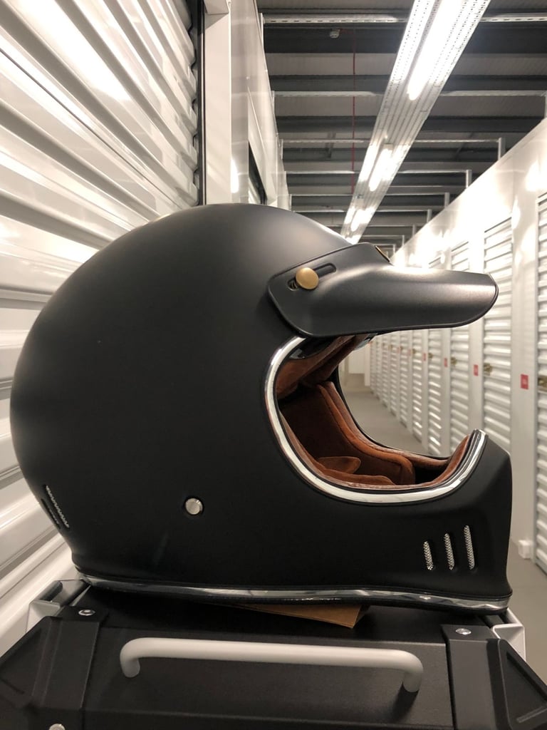 Motorcycle helmet , retro vintage helmet ,matte black , brand new