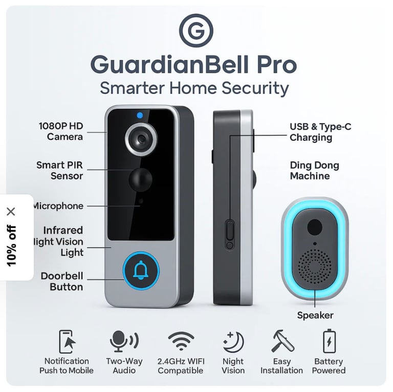 image for GUARDIANBELL PRO SMART DOORBEEL CAMERA