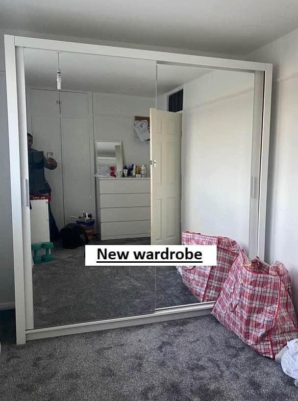 Brand New 2 or 3 Doors Sliding Wardrobe with Full Mirrors in Matte Finish Fast Delivery