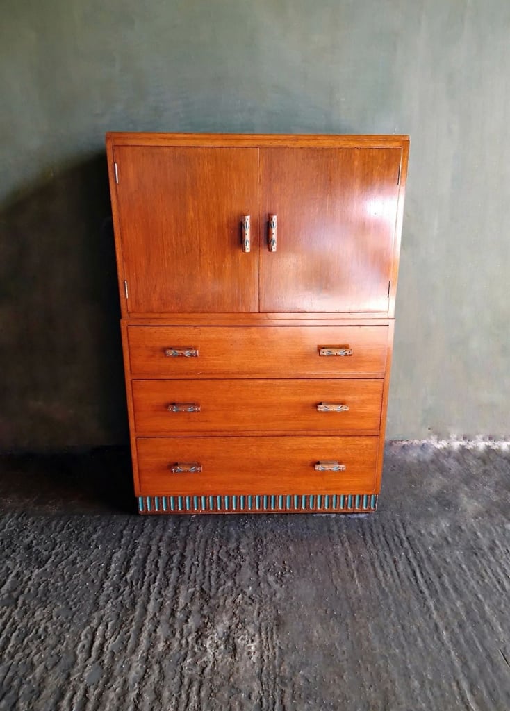 image for Art Deco 1920s Oak tallboy/millinery storage cupboard with drawers
