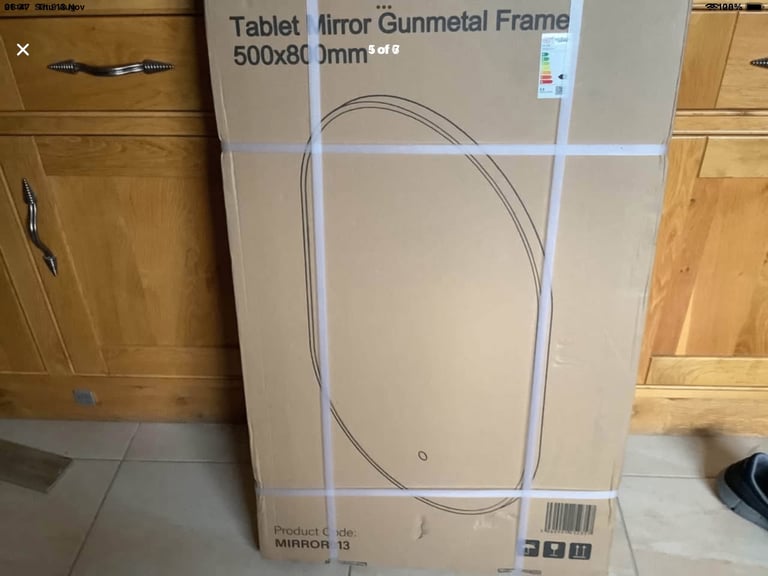 New boxed gunmetal bathroom mirror 