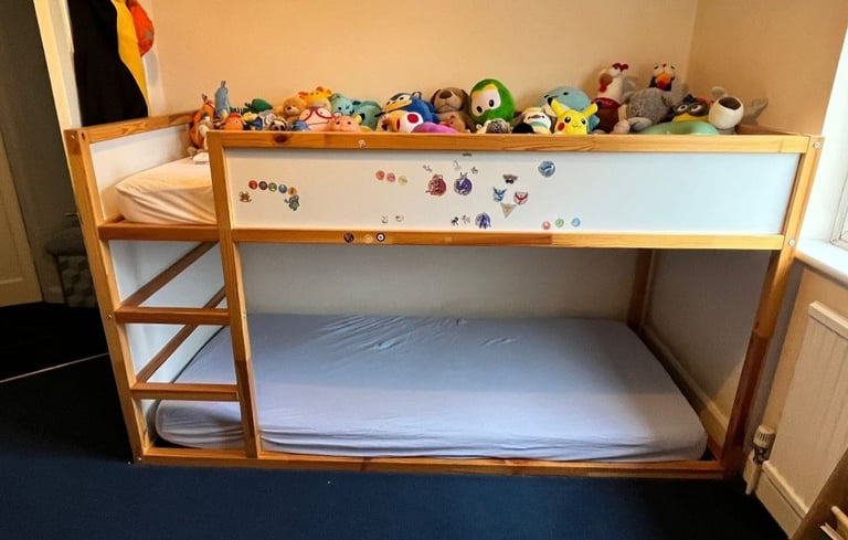 image for KURA Reversible bed, white/pine