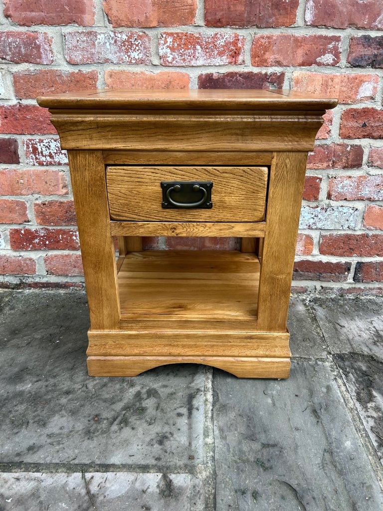 Rustic Solid Oak Side Table - Excellent Condition 