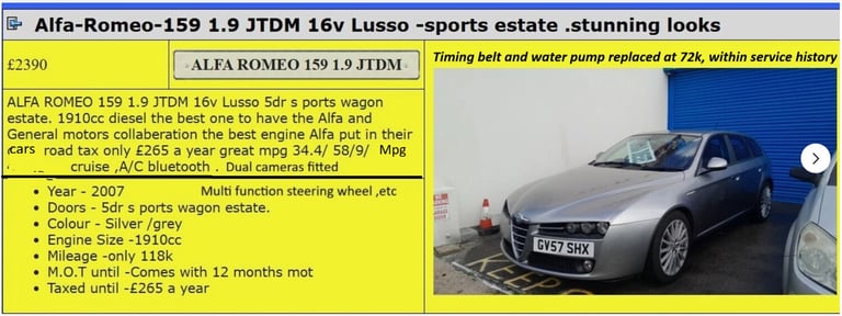 2007 Alfa Romeo 159 1.9 JTDM 16v Lusso 5dr ESTATE Diesel Manual