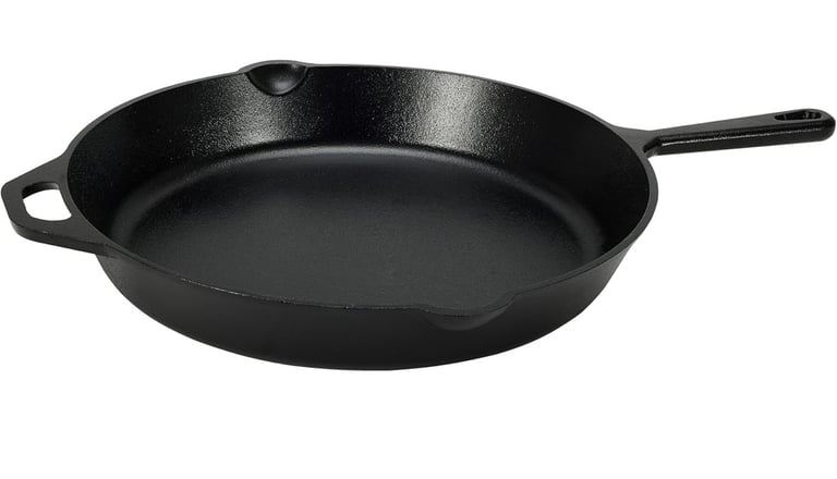 Amazon Basics Pre-Seasoned Cast Iron Skillet 38.1cm Heavy Duty Cooking Pan