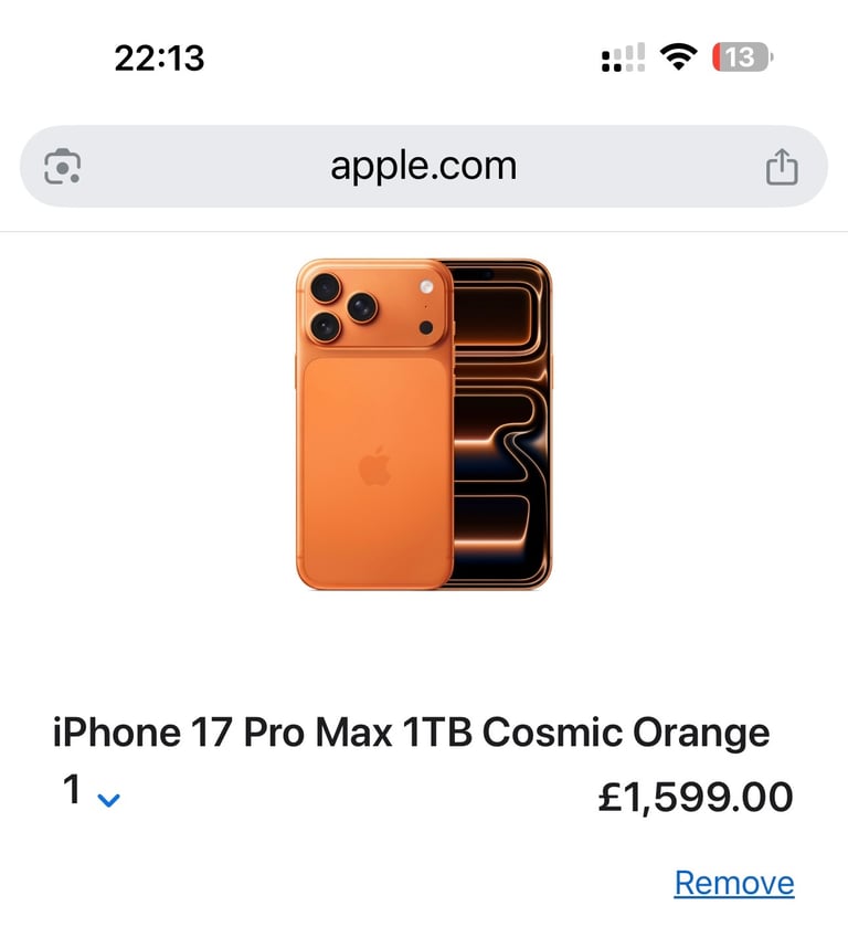 iPhone 17 Pro Max 1TB Orange, Brand New in Sealed Box with 1 Year Apple Warranty. 