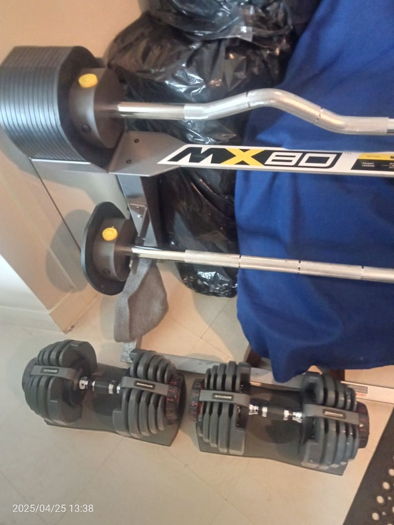 Gym equipment MX80 Dial Up Straight/Offset Bar  Weight System and Bowflex Dial up Dumbell System 