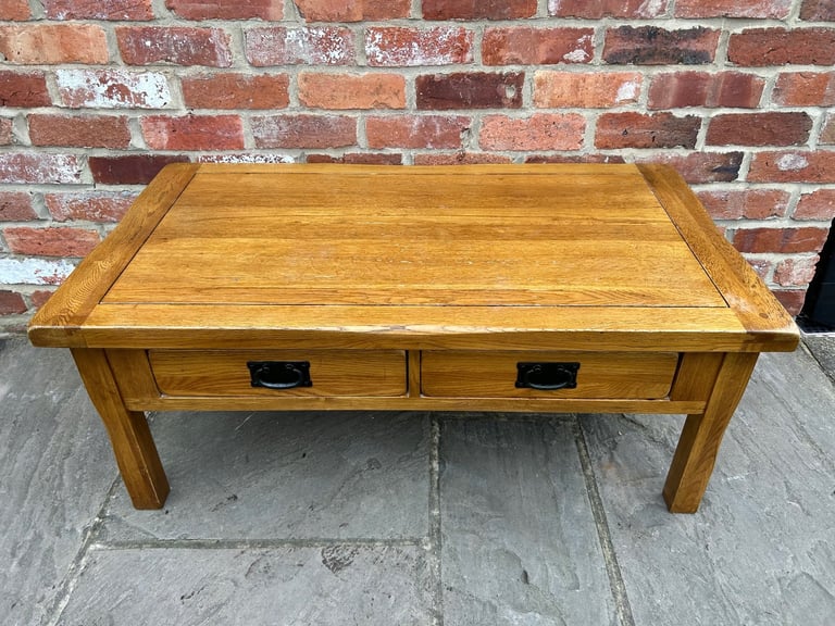 Rustic Solid Oak (Double-Sided) Coffee Table - Good Condition 