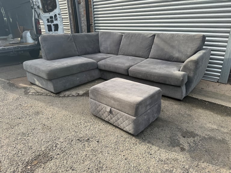 Delivery available grey DFS orka corner sofa 