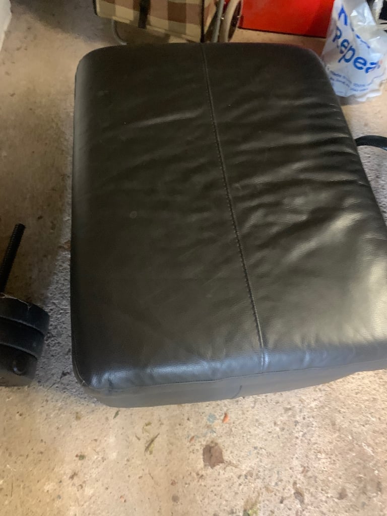 image for Black faux leather storage footstool